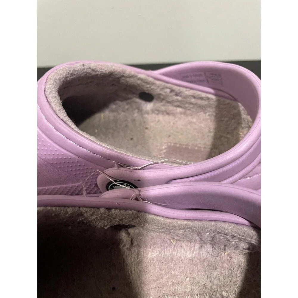 Crocs Classic Lined Clog Girls 2 Purple Faux Fur Warm Slip On Casual Winter